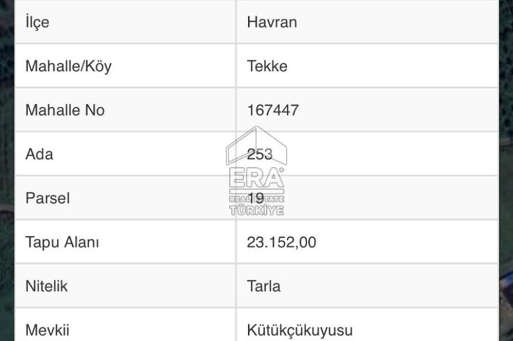 ERA SÖZ DEN BALIKESİR HAVRAN TEKKE DE SATILIK TARLA