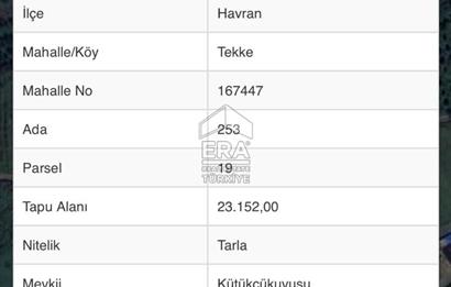 ERA SÖZ DEN BALIKESİR HAVRAN TEKKE DE SATILIK TARLA