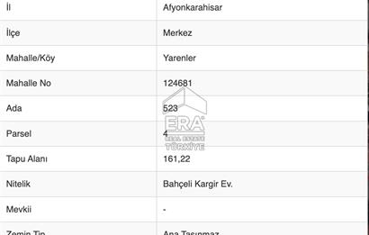 ERA VIP'DEN YARENLER MAH. KÖŞE KONUM SATILIK 161m² ARSA