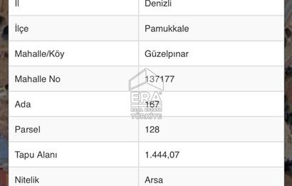 Pamukkale Güzelpınar Mahallesinde 1444 m2 Satılık Arsa