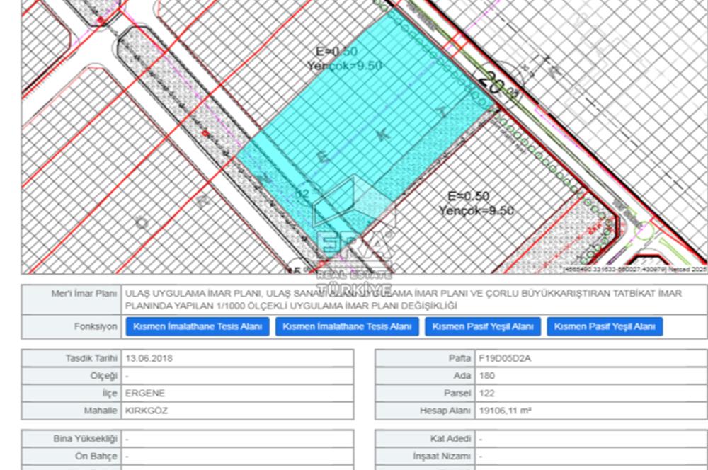 TEKİRDAĞ ERGENE, İMALATHANE TESİS ALANI SATILIK KELEPİR ARSA