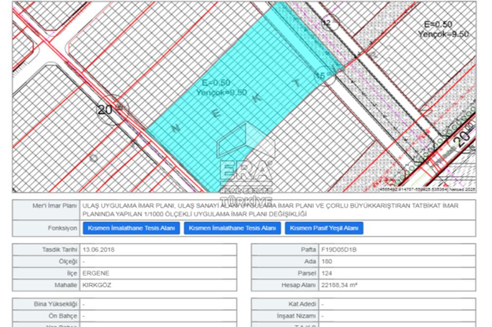 TEKİRDAĞ ERGENE, İMALATHANE TESİS ALANI SATILIK KELEPİR ARSA