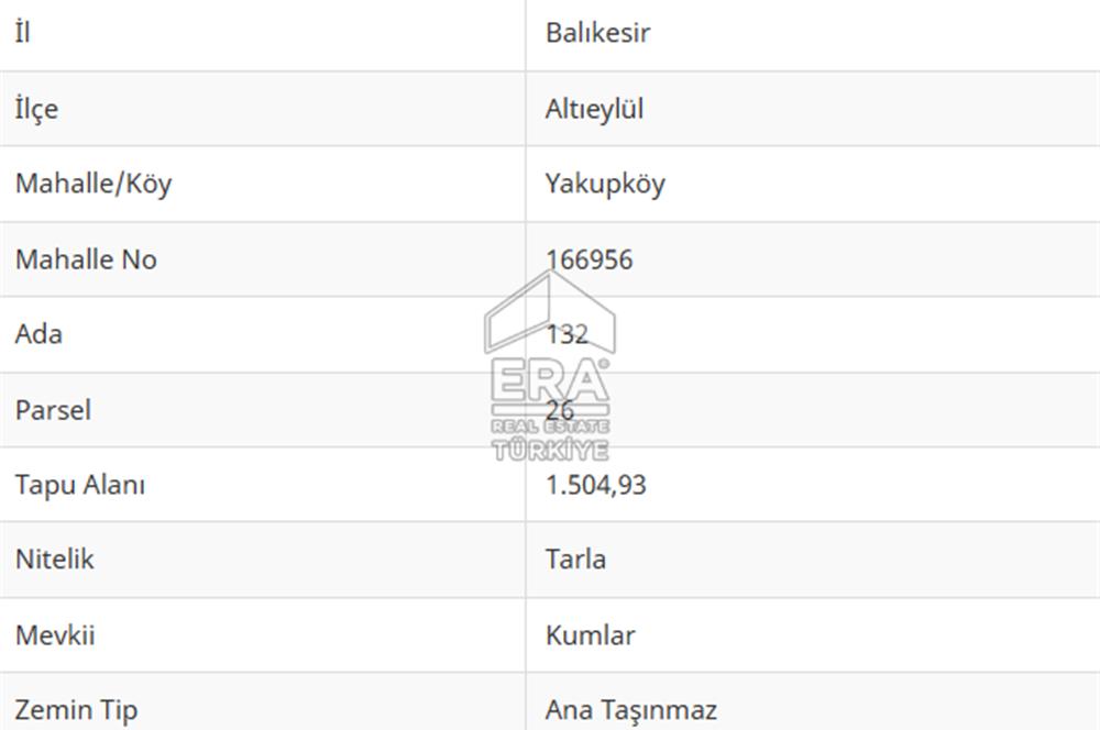 ERA PORT GÜVENCESİYLE YAKUPKÖY'DE SATILIK 1504 METREKARE TARLA