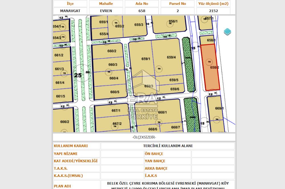 ANTALYA MANAVGAT EVRENSEKİ TURİZM BÖLGESİNDE SATILIK ARSA