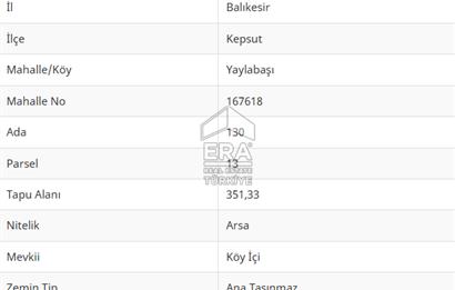 ERA PORT GÜVENCESİYLE KEPSUT YAYLABAŞI YATIRIMLIK SATILIK ARSA