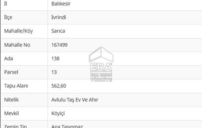 ERA PORT GÜVENCESİYLE İVRİNDİ SARICA'DA SATILIK ARSA