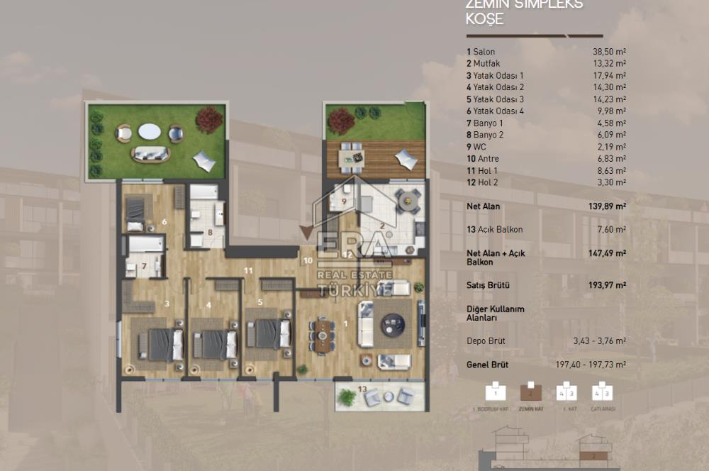 Zekeriyaköy Köy Projesi 1.Etap 4+1 Bahçeli Simpleks Zemin Daire