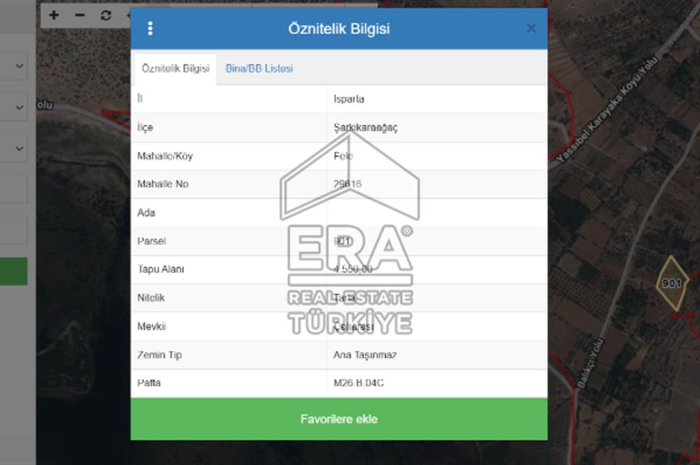 ISPARTA ŞARKİKARAAĞAÇ FELE MAHALLESİNDE SATILIK TARLA