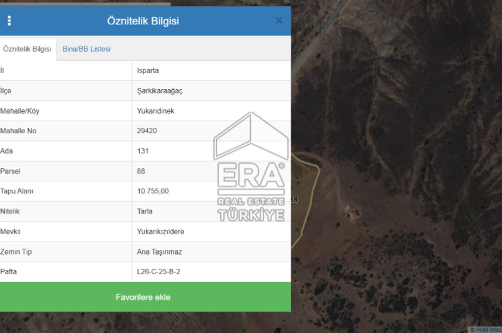 ISPARTA ŞARKİKARAAĞAÇ YUKARIDİNEK MAHALLESİNDE SATILIK TARLA