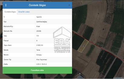 ISPARTA ŞARKİKARAAĞAÇ ARAK KÖYÜNDE SATILIK TARLA