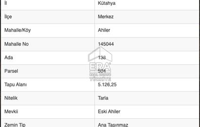 Kütahya Merkez Ahiler, Yatırımlık 5 Dönüm TEK TAPU TARLA