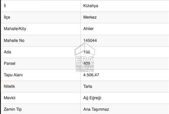 Kütahya Merkez Ahiler, Yatırımlık 4.5 Dönüm TEK TAPU TARla - 6 - 14016