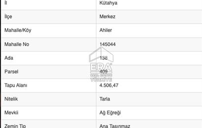 Kütahya Merkez Ahiler, Yatırımlık 4.5 Dönüm TEK TAPU TARla
