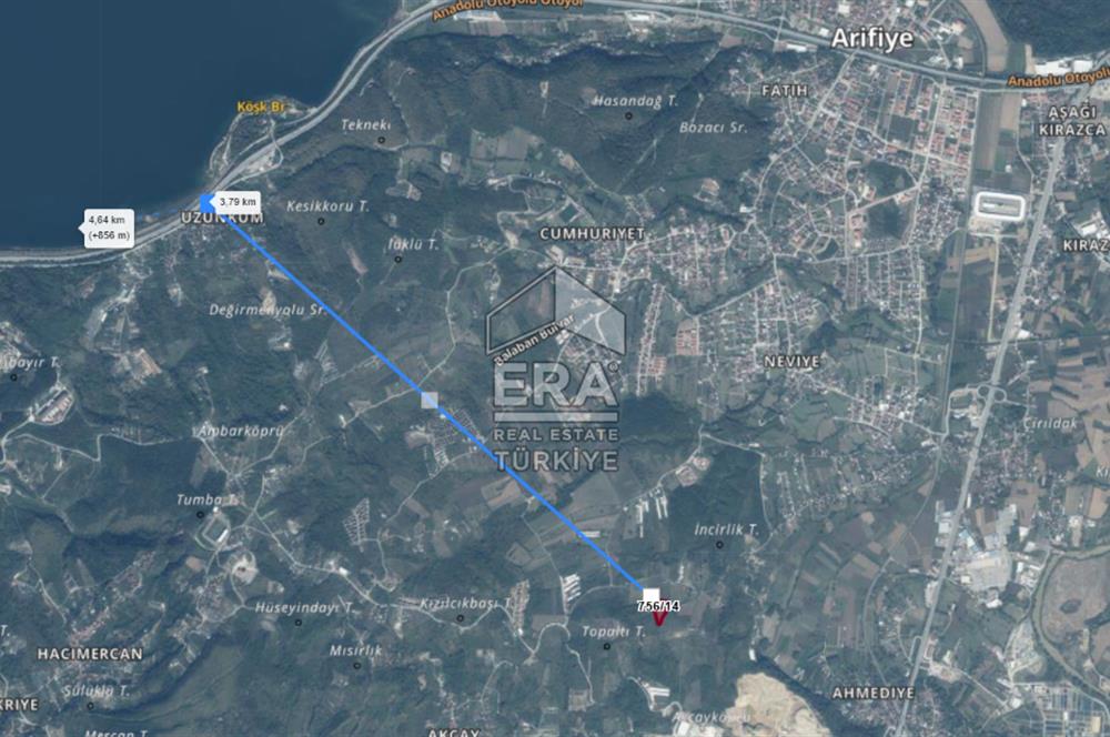 ERA KARAT TAN SAPANCA AKÇAY MEVKİİNDE YATIRIMLIK SATILIK TARLA