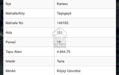 ERA KARAT KARASU TAŞLIGEÇİT KÖY İÇİ'NDE 4,844 M2 SATILIK TARLA