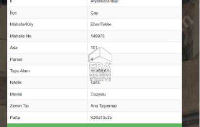 ERA VIP'DEN EBER'DE SATILIK 2 PARSEL 24026 m² TARLA