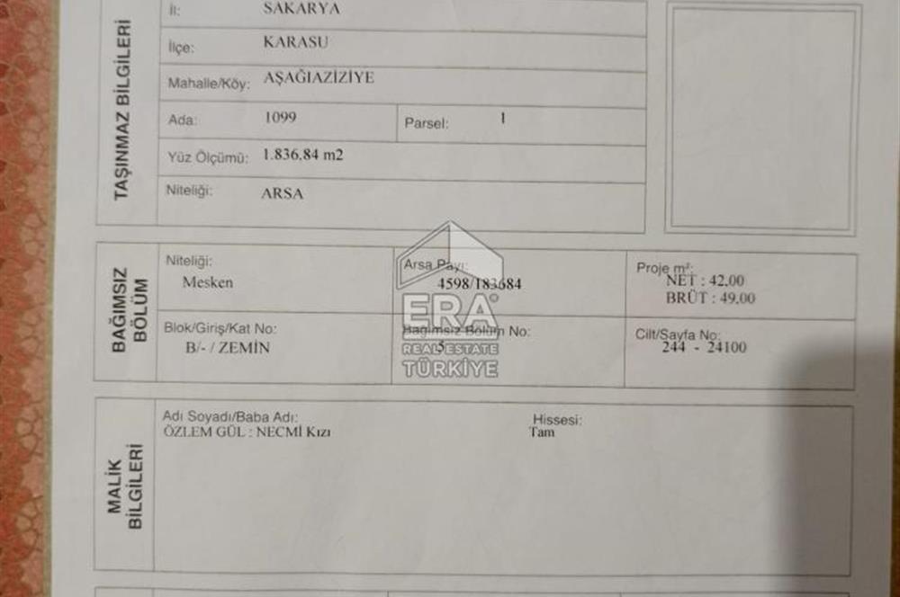 ERA ELITE'den SAKARYA KARASU HAVUZLU 1+1 FIRSAT SATILIK