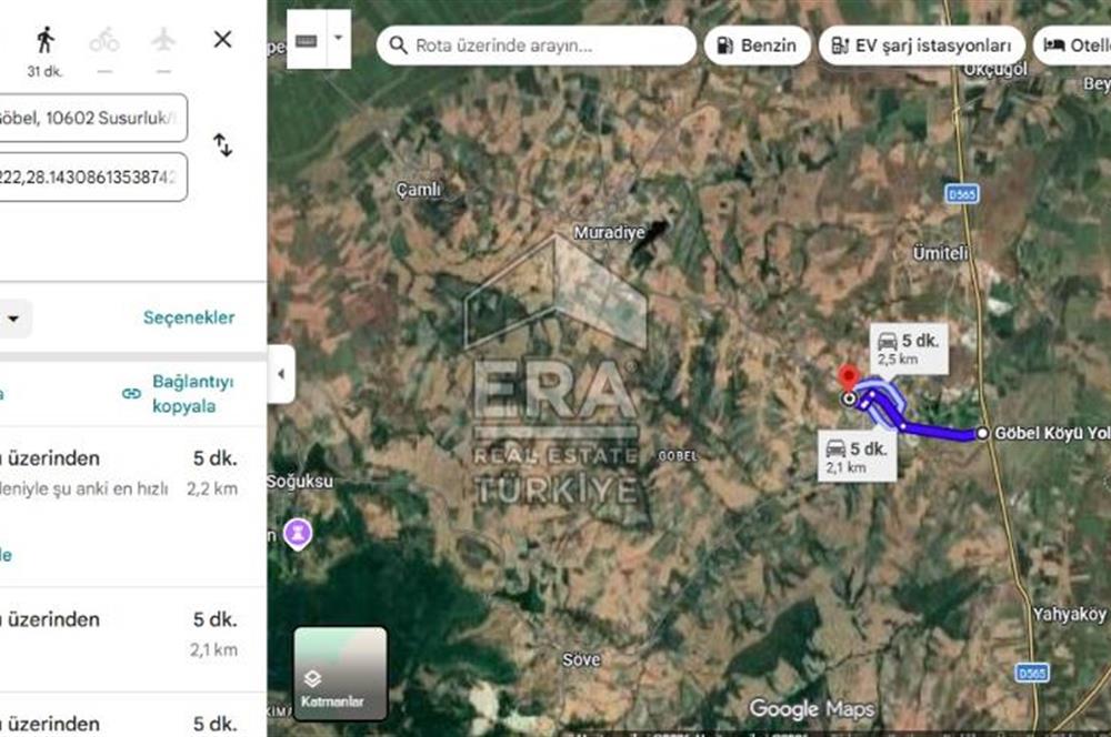 ERA SÖZ GAYRİMENKUL’DEN SUSURLUK GÖBEL’DE SATILIK ARSA