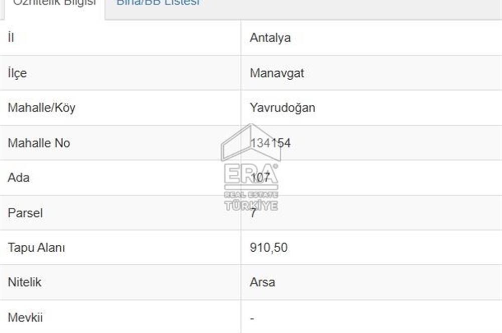 MANAVGAT YAVRUDOĞAN MAHALLESİ'NDE TURİZM KONUT BÖLGESİNDE SATILIK ARSA 