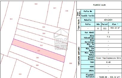 ERA PORT GÜVENCESİYLE BALIKESİR KÖYLÜ KÖYÜ'NDE 915m² ARSA