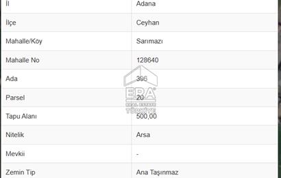 ADANA/CEYHAN/SARIMAZI MAH. ÇEVRE YOLUNA 1. PARSEL SATILIK ARSA