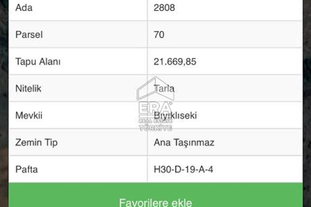  ERA CİTY I AKYURT SAMUTTA 1128M2 ARSA