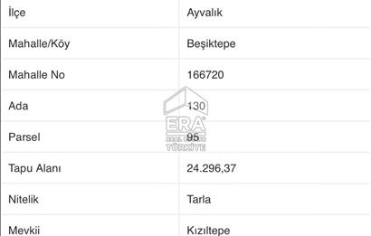 AYVALIK BEŞİKTEPE'DE SATILIK TARLA