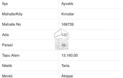 AYVALIK KIRCILAR'DA SATILIK TARLA 