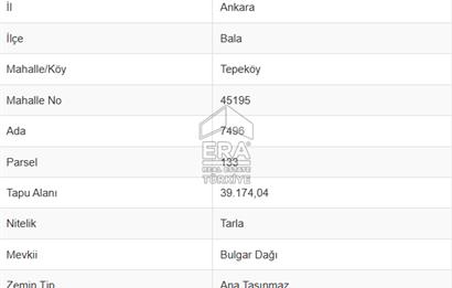 ANKARA BALA'DA 39 DÖNÜM TEK TAPU TARLA