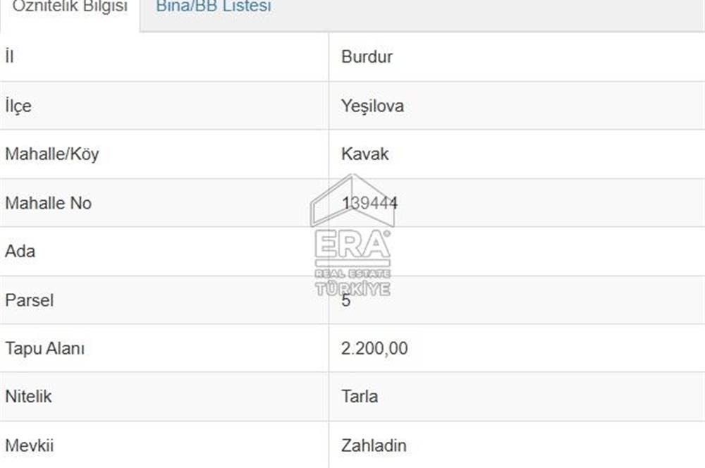 BURDUR YEŞİLOVA KAVAK KÖYÜNDE SATILIK TEK TAPU 2200 m2 TARLA