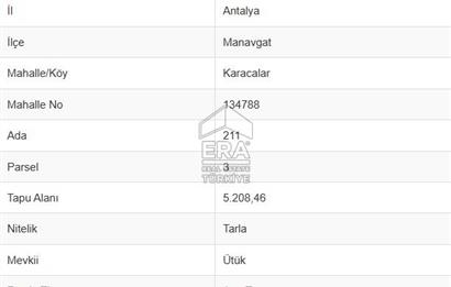 MANAVGAT KARACALAR MAHALLESİN'DE 2.604 M2 SATILIK TARLA 