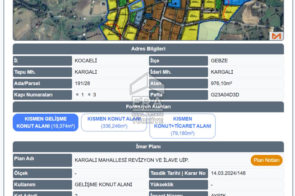 Gebze Kargalı'da Satılık 1.524 m² İmarlı Arsa