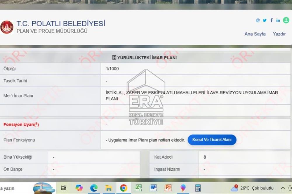 ERA SÖZ GAYRİMENKUL’DEN ANKARA POLATLI’DA SATILIK ARSA