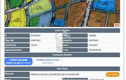 Gebze Kargalı'da Satılık 1.524 m² İmarlı Arsa
