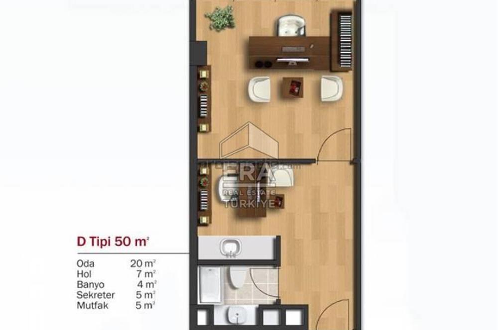 Cazibe Merkezindeki ARWEN İstanbul'da Kullanışlı Net 41 m2 Ofis