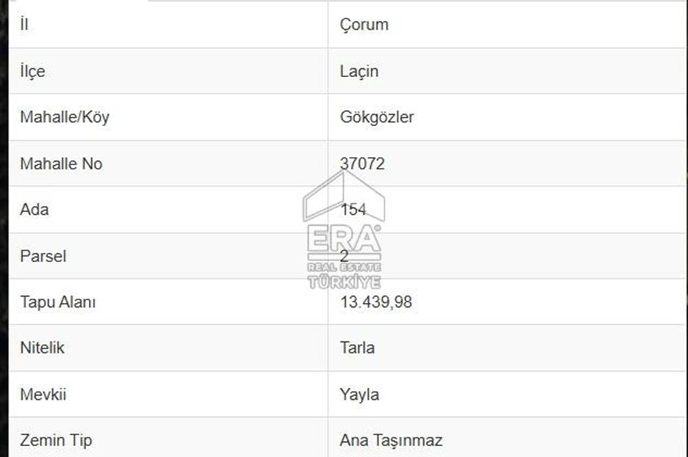 ÇORUM LAÇİN GÖKGÖZLER KÖYÜNDE SATILIK TARLA 