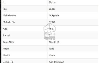 ÇORUM LAÇİN GÖKGÖZLER KÖYÜNDE SATILIK TARLA 