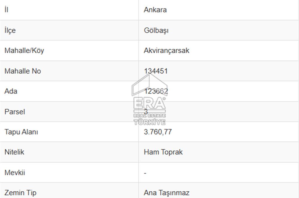 ANKARA GÖLBAŞI'NDA 3 DÖNÜM SATILIK TARLA 