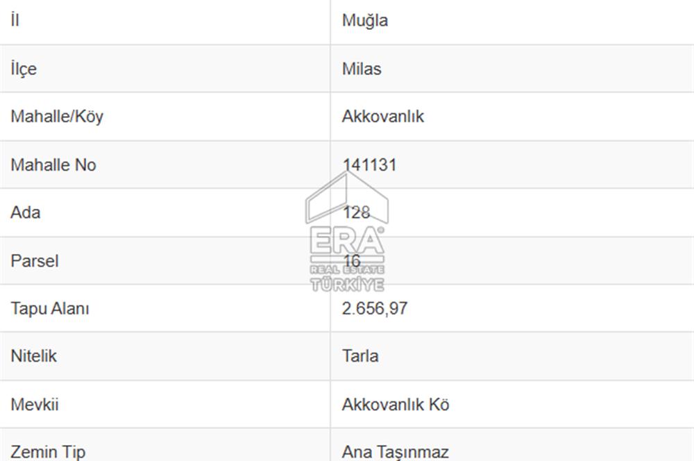 MUĞLA MİLAS AKKOVANLIK 'DA SATILIK ARSA 