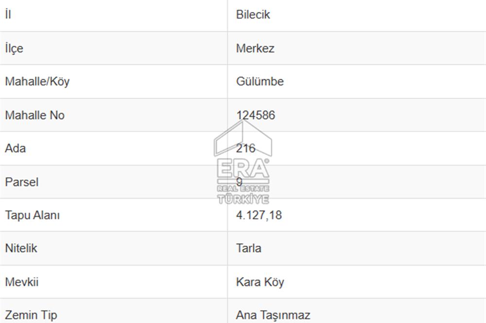 BİLECİK MERKEZ'DE SATILIK 4 DÖNÜM TARLA 