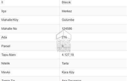 BİLECİK MERKEZ'DE SATILIK 4 DÖNÜM TARLA 