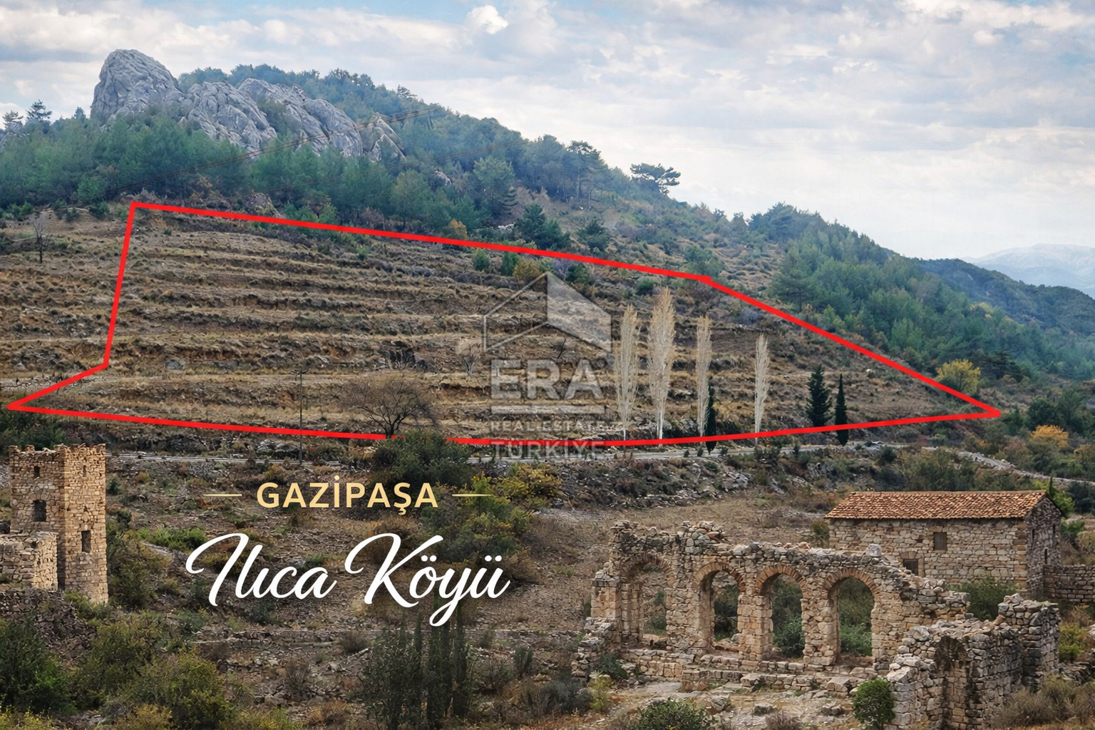 ALANYA GAZİPAŞA HAVAALANINA YAKIN ILICA KÖYÜNDE 140m.YOLA CEPHELİ 