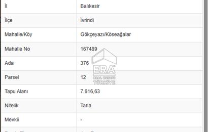 ERA PORT GÜVENCESİYLE GÖKÇEYAZI MAHALLESİNDE 7616M2 TARLA