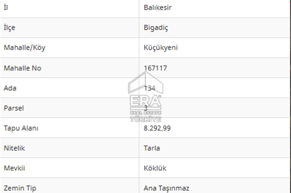 ERA PORT'TAN BİGADİÇ KÜÇÜKYENİ'DE SATILIK CEVİZLİK TARLA