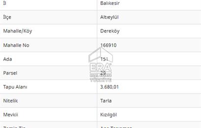 ERA PORT'TAN BALIKESİR DEREKÖY KÖYÜ'NDE 7.225,03m² TARLA
