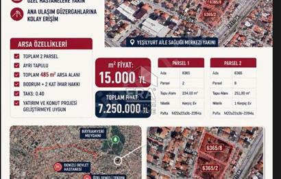 MERKEZEFENDİ BÖLGESİNDE HARİKA LOKASYON YATIRIMLIK ARSA 485 m²