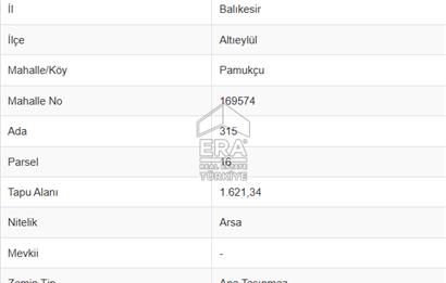 ERA PORT GÜVENCESİYLE BALIKESİR PAMUKÇU'DA 1621m² ARSA