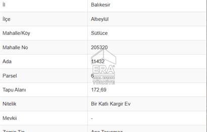 ERA PORT GÜVENCESİYLE SÜTLÜCE'DE SATILIK ARSA 172 METREKARE