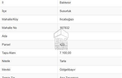 Susurluk'ta Sulama Kanalına 120m Mesafede Tarla