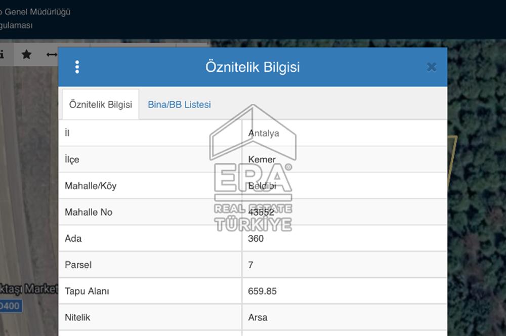 Antalya kemer beldibi satılık arsa